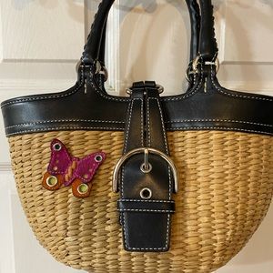COACH Limited Edition Soho Leather & Straw Satchel EUC